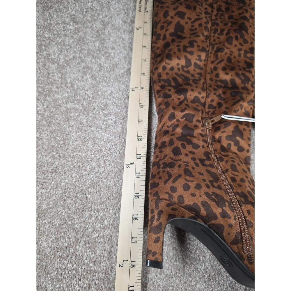 A New Day Womens Size 6 Leopard Print Knee High Boots Pointed Toe Heels NWT - Picture 3 of 7